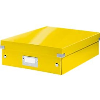 Leitz Wow Click & Store Middelgrote Opbergdoos - 85% Gerecycled Karton - Ruimtebesparende Sorteerdoos met Vakjes - 28.1 x 10 x 37 Cm (BxHxD) - Geel