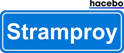 Hacebo - Plaatsnaam Sticker - 29x10 CM - Stramproy sticker - Verkeersborden sticker - grappige cadeaus - Stramproy