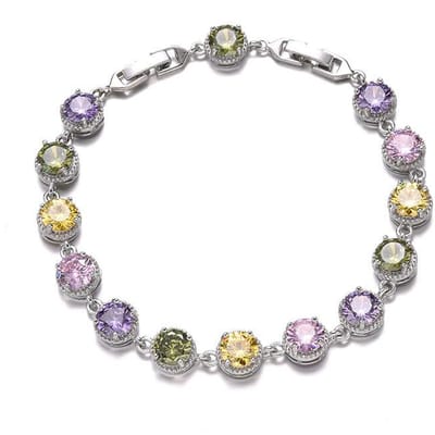 Nouveau Bracelet Rond en Zirconium Européen et Américain Incrusté de Cristal Fait Main Bracelet Bijoux en Zirconium pour Femme gray