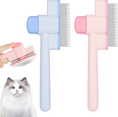 Zelfreinigende Kattenkam voor Dierenverzorging, Dode Haren Verwijderen met Drukknop, Ideaal voor Huiskatten en Honden