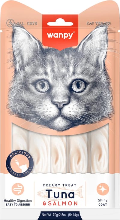 Wanpy likbare snack tonijn & zalm 5 sticks van 14g