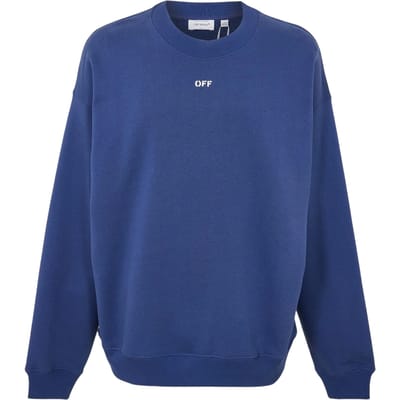 Off White Heren Sweatshirt met ronde hals (Donkerblauw/Wit)