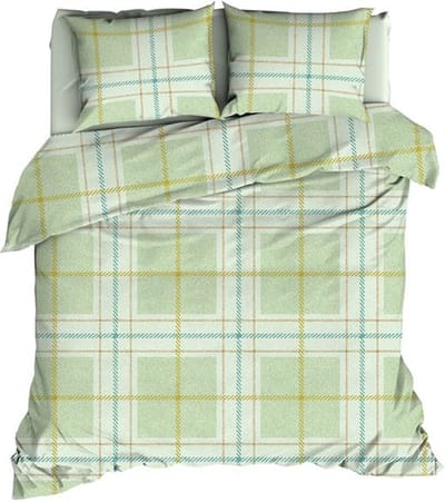 Romanette Dekbedovertrek Katoen Rubik Leek Green - 240 x 200/220 cm + 2 kussenslopen - [Groen]