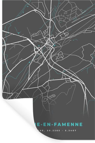 Muurstickers - Sticker Folie - Stadskaart – Grijs - Kaart – Marche en Famenne – België – Plattegrond - 20x30 cm - Plakfolie - Muurstickers Kinderkamer - Zelfklevend Behang - Zelfklevend behangpapier - Stickerfolie