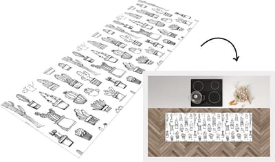 Keukenloper - Loper keuken - Cactus - Bloempot - Patronen - 150x50 cm - Keukenloper vinyl