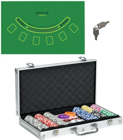 Pokerkoffer Set 300 Chips 11,5g - Compleet Pokerset met Slot, 2 Decks, 5 Dobbelstenen, Dealer & Blind Buttons - Zilver