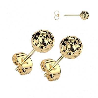 Oorbellen PVD Hammered 0.8x6x5 - goud - LMPiercings