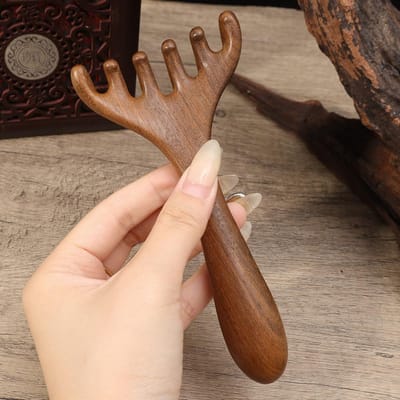 Houten Meridiaan Massage Kam Gezondheid Hoofdtherapie Hoofdhuid Ontspanning Gezicht Schrapen Massager Ontspanning Lichaamsgereedschap bruin
