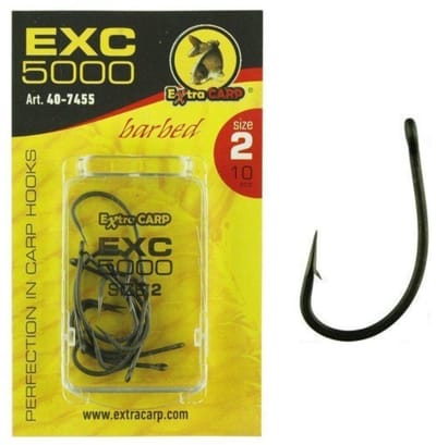 EXC '5000' Karper Haken - Haakmaat #2 - 10 stuks - Barbed - Karper Haak - Carp Hooks - voor Karper Onderlijnen
