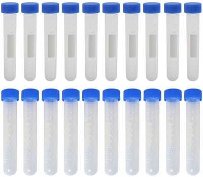 Dailygoods- Centrifugebuisjes 10 ml - 20 stuks - Kunststof - Ronde bodem - Schroefsluiting - Voor laboratoriumgebruik - Kryobuizen