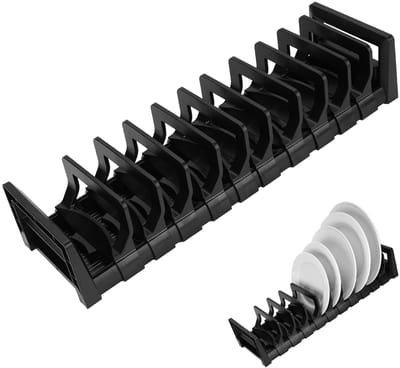 Allecto - Aluminium schotel organizer rek - Compact droogrek voor servies - Zwart - Verstelbare plaat houder - Ideaal voor aanrecht - Geschikt voor...
