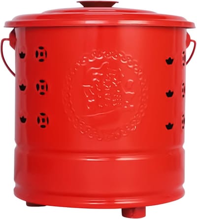 Papierbrandvat - Metalen oven - Tuinafval verwerken - Hittebestendig staal - 32 cm hoog - Rood