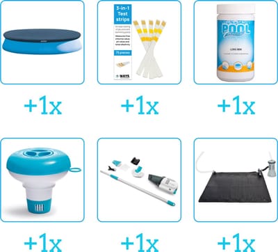 Zwembad Accessoirepakket voor Intex Easy Set Zwembad - 366x76 cm - Rond - Opblaasbaar - Met filterpomp - Intex - 28132GN - 6-delig