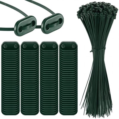 Set van 150 Montageset Voor Privacyschermen Inclusief Kabelbinders en Montageplaten PVC Montageset Voor Privacyschermen Tuinschuttingen Privacyschermen Terras Tuin Balkon(Groente)