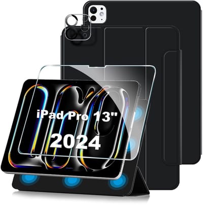 Dailygoods- Beschermhoesje Ultradun - iPad Pro 13 Inch 2024 - Magnetische Houder - Screenprotector - Camerabescherming - Zachte Microvezelvoering - Tablethoes