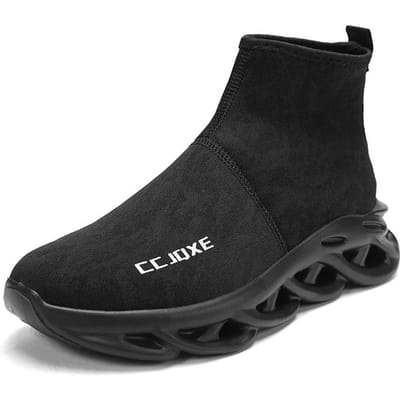 Nieuwe Lente High Top Sok Sneakers Heren Trendy Dikke Zool Sport Schoenen Mesh Ademend Hardloopschoenen Grote Maat Wandelen Herenschoenen 45 zwart