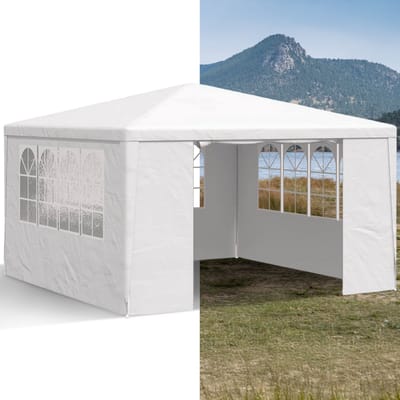 Partytent opvouwbaar - Paviljoen - 4x4 - Easy up - Waterdicht - met Zijwanden - Weerbestendig - Wit