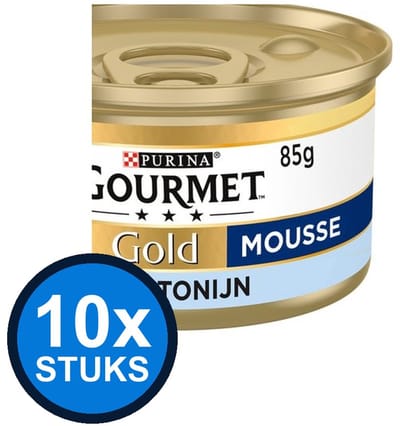 10x Gourmet - Gold Mousse Tonijn - Kattenvoer Natvoer - 85g