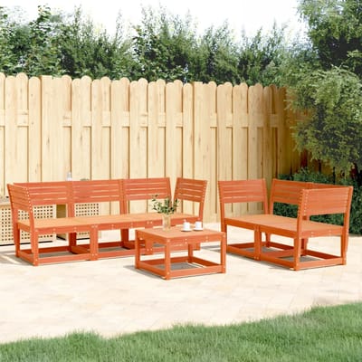 vidaXL - 5-delige - Loungeset - massief - grenenhout - wasbruin