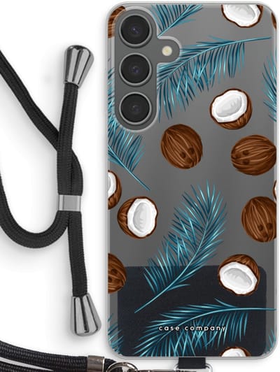 Case Company® - Hoesje met koord geschikt voor Samsung Galaxy S24 Plus hoesje met Koord - Kokosnoot - Telefoonhoesje met Zwart Koord - Bescherming aan alle Kanten en Over de Schermrand
