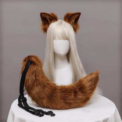 2 stuks/set Pluche Kattenoren Staart Bont Gevuld Fursuit Lolita Hoofdband Kattenstaart Cosplay Accessoires Handgemaakt Simulatie Dierenoor Hoofddeksel ear and tail gray