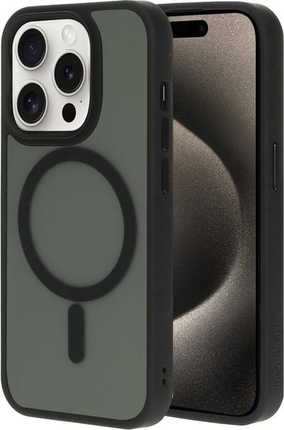 New Age Devi - Geschikt voor 15 Pro Shockproof hoesje - Doorzichtig Mat Zwart