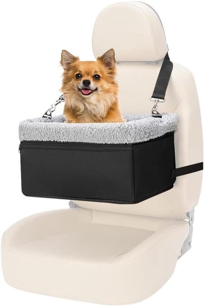 Puppy autostoeltje - Reisstoel hond - Veilig reizen - Waterdicht Oxford stof - 43 cm breed - Grijs met pootjes