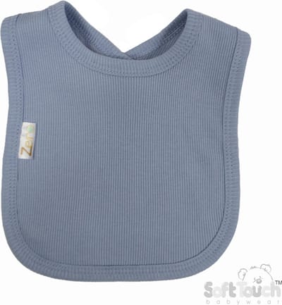 Soft Touch slabbetje Met Fijne Rib Unisex 100% Katoen Kleur Dusty Blue Maat 35 x 20 Cm OEKO-TEX STANDARD 100