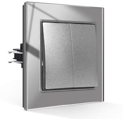 Glazen Lichtschakelaar 2-voudig - Tactiele Tuimelschakelaar - Inbouw zonder Schroeven - Modern Design