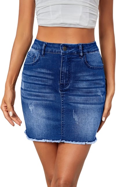 Livano Spijkerrok - Rok - Jeansrok Dames - Denim - Spijkerjurk - Blauw - S