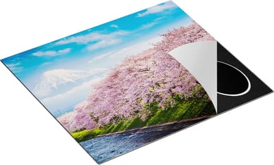 Chefcare Inductie Beschermer Roze Bloesembomen bij de Fuji Berg - 60x50 cm - Afdekplaat Inductie - Kookplaat Beschermer - Inductie Mat