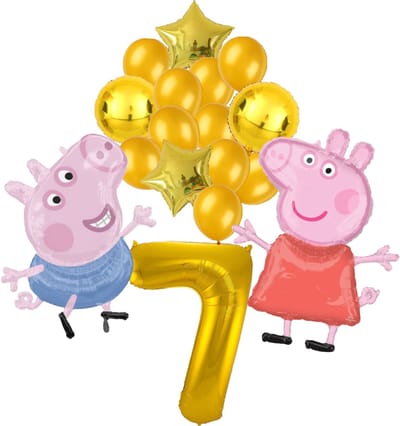 Peppa Pig en George Pig ballon set - 63x81cm - Folie Ballon - Peppa Big - George Big - Themafeest - 7 jaar - Verjaardag - Ballonnen - Versiering - Helium ballon
