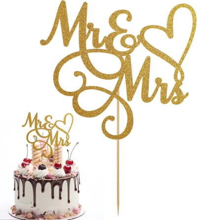 Mr & Mrs Taarttopper voor Bruiloft, Jubileum en Verloving - Houten Taartdecoratie