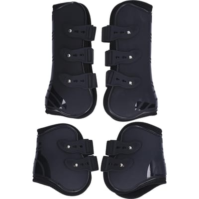 4 Stuks Paardentendonbeschermers Veilig Zacht Slijtvast PU Peesbeschermers voor Paarden black