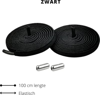 Beste Veters - Veters elastische - Veters draaisluiting - Zwarte veters - Lock laces - Veters 100 cm - Veters zwart