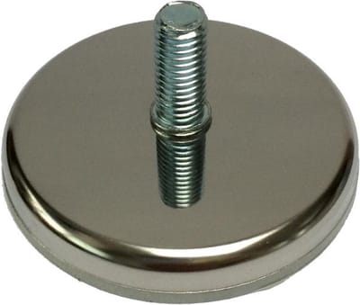 Stalen stelvoet chroom rond ø 7 cm en hoogte 1 cm (M10) - Set van 4 stuks