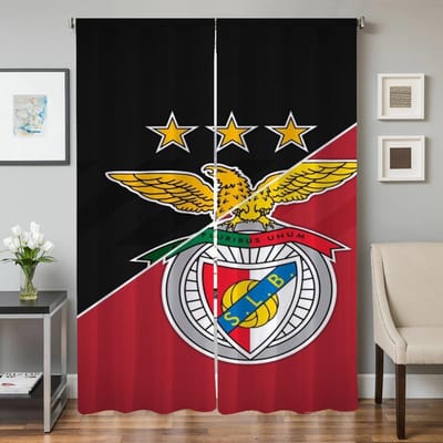 Raam Keukengordijnen voor Woonkamer 2 Stuks Verduisterende Gordijnen Deurgordijn SL B-benfica Fc Afscheiding Slaapkamer Decoratie W50xH70cmx2pcs-CL gray
