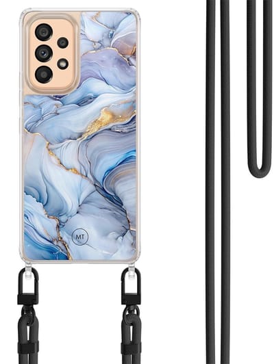 Hoesje met koord geschikt voor Samsung Galaxy A52 5G - Lavender dream - Inclusief Zwart koord - Crossbody beschermhoes - Transparant, Paars - Mooie Telefoonhoesjes