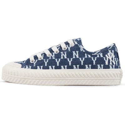MLB Playball Vintage Bloemig Dikke Zool Gewassen Denim Antislip Slijtvast Ademend Lage Top Canvas Schoenen Unisex sneaker Donkerblauw 32SHPM111-50N 36.5 blue