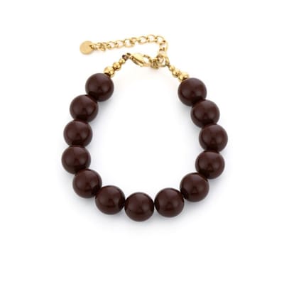 Bijoutheek Armband (Sieraad) Statement Grote Kralen Brown