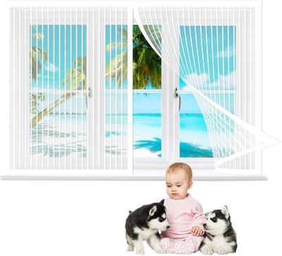 Magnetisch Vliegenhor Voor Raam 60x120 cm - Inhorgordijn Tegen Muggen en Insecten, Wit