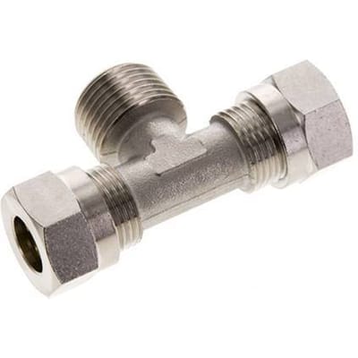 12L & R1/2'' Vernikkeld Brass T-stuk Snijringkoppeling Buitendraad 75bar ISO 8434-1