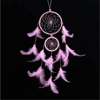 Dromenvanger Net Veerambachten Decor Veren Weven Vangen De Droom Engel Dromenvanger Windgongstijl Religieus pink