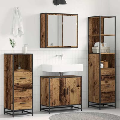 vidaXL - Badkamermeubel - Set - 4 - st - Oud - Hout - Bewerkt - hout