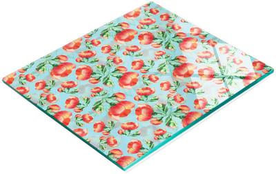 Duurzame en stijlvolle glazen snijplank met kweepeerbloemmotief 60x52 cm