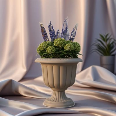 Sierlijke Nergiz Bloempot - Tuinpot - Plantenbak - Kruidenbak Taupe Mokka - UV-bestendig - op voet - 50x35cm - 25L