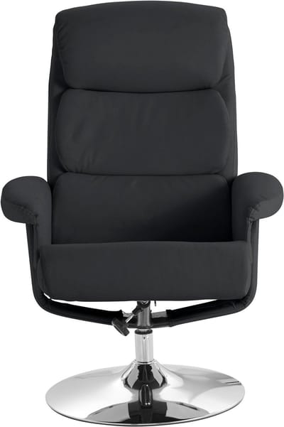 Fauteuil-Met-Voetenbank - Zwart PU
