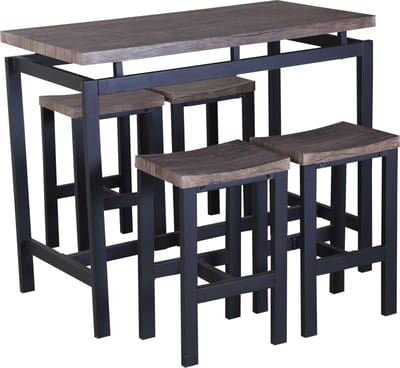 Barset Mesin 120x60 met 4 barkrukken - bruin/zwart