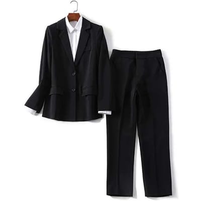 Un ensemble de costumes Blazer décontracté pour les navetteurs Blazer + pantalon de costume Deux pièces pour femmes Printemps et automne Nouveaux costumes formels professionnels S noir
