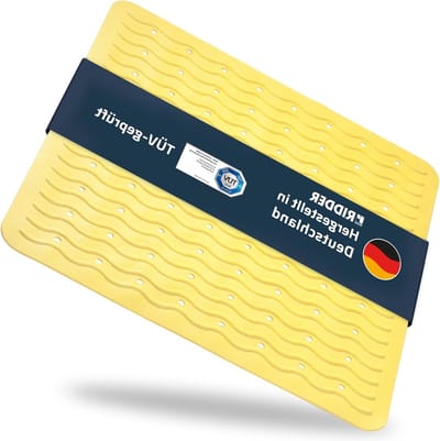 Badmat - Mat voor in de Badkamer Playa geel anti-allergeen duurzaam recyclebaar wasbaar PVC-vrij 38-x-80-cm Made-in-Germany